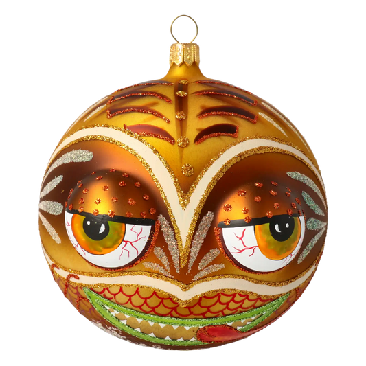 Golden Dragon. Handmade Glass Christmas ornament.