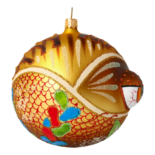 Golden Dragon. Handmade Glass Christmas ornament.