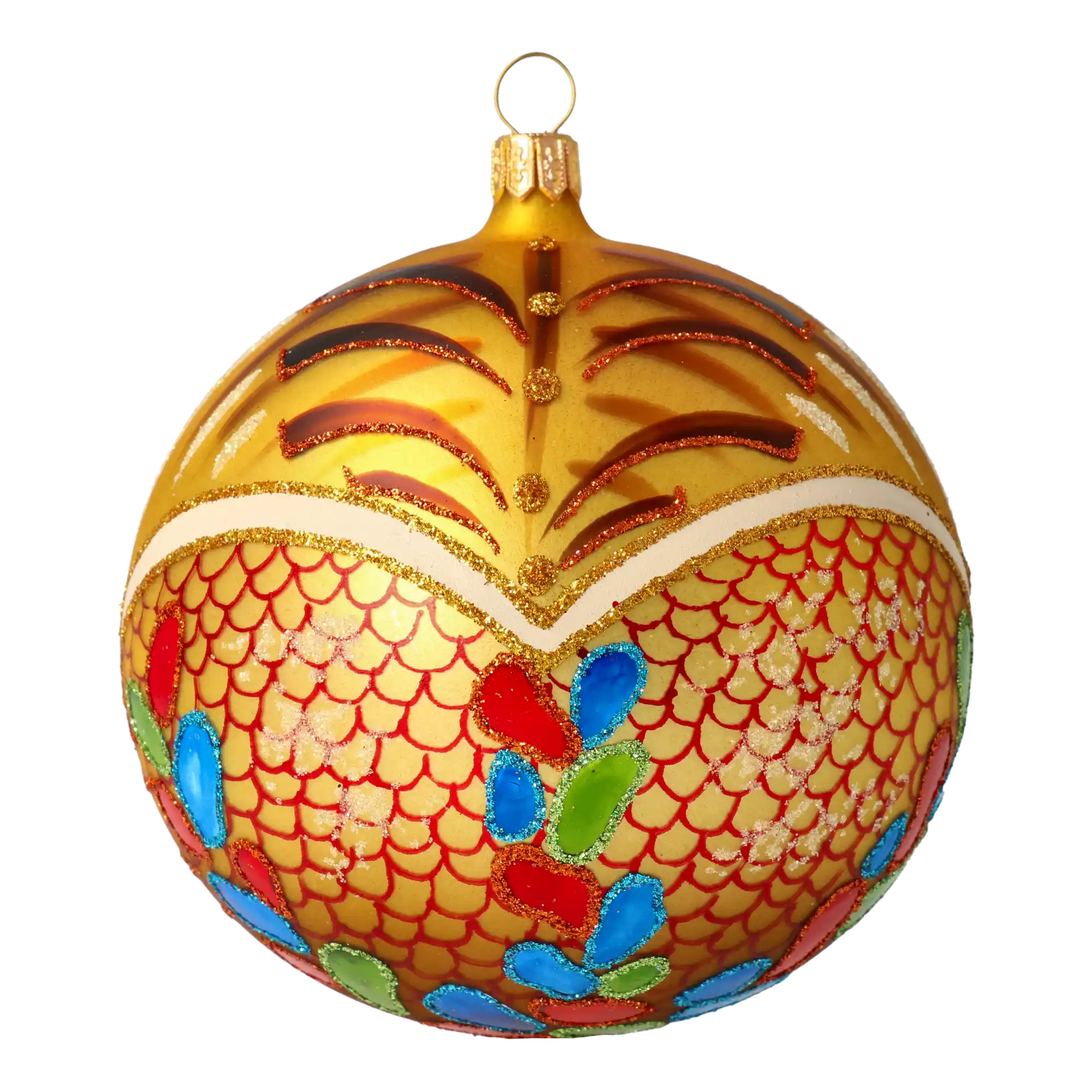 Golden Dragon. Handmade Glass Christmas ornament.