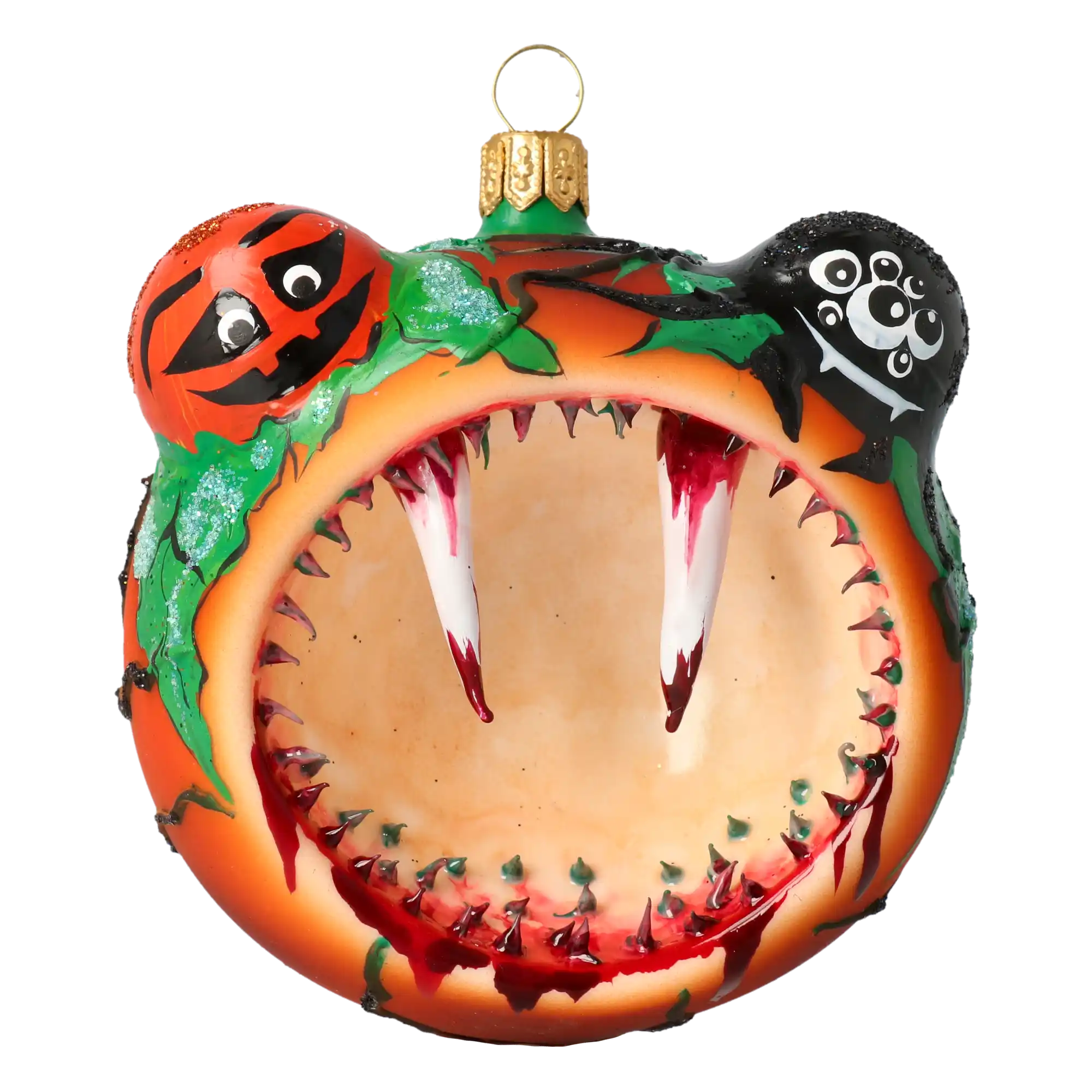 Pumpkin - Halloween Monster. Handmade Glass Christmas ornament.