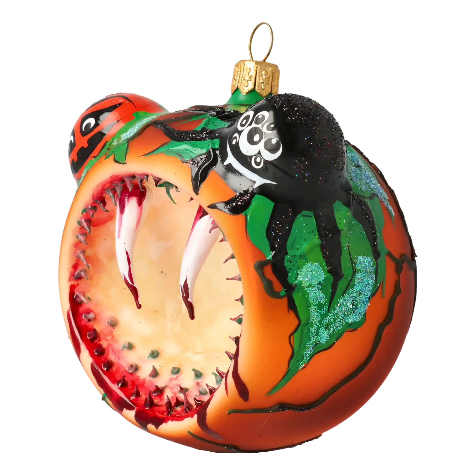 Pumpkin - Halloween Monster. Handmade Glass Christmas ornament.