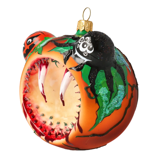 Pumpkin - Halloween Monster. Handmade Glass Christmas ornament.