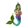 Load image into Gallery viewer, Pearl Mermaid. Handmade Glass Christmas ornament.
