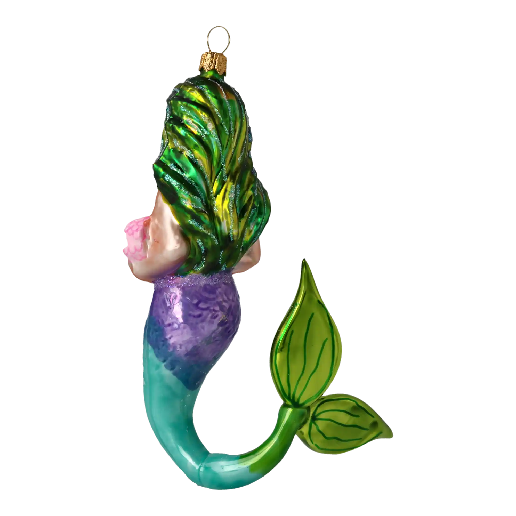 Pearl Mermaid. Handmade Glass Christmas ornament.