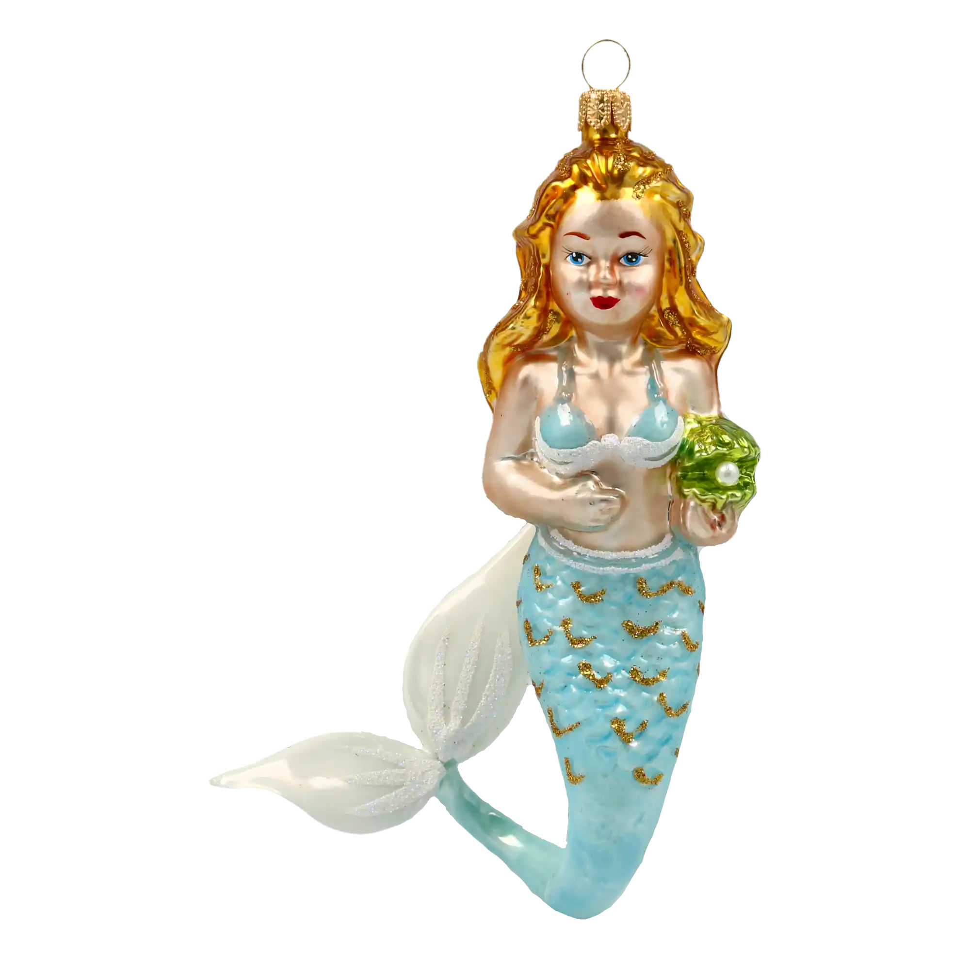 Aquamira Mermaid. Handmade Glass Christmas ornament.