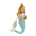 Load image into Gallery viewer, Aquamira Mermaid. Handmade Glass Christmas ornament.
