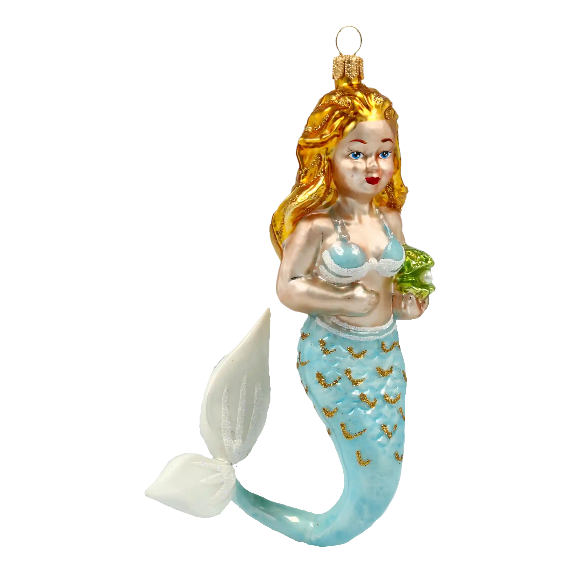 Aquamira Mermaid. Handmade Glass Christmas ornament.