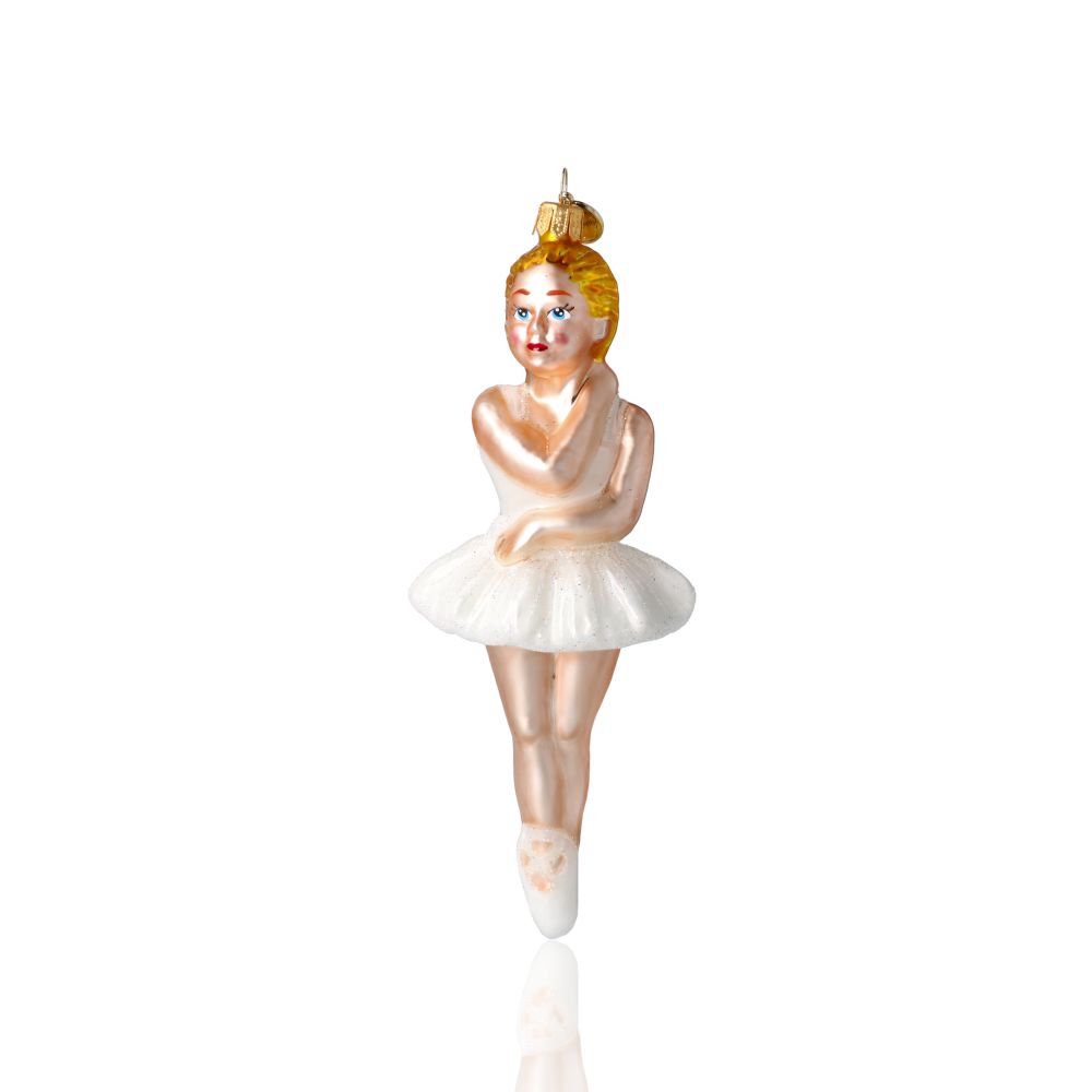 Ballerina - Ballerina in White.Handmade Glass Christmas ornament.