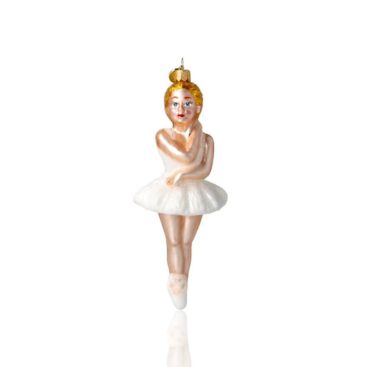 Ballerina - Ballerina in White.Handmade Glass Christmas ornament.