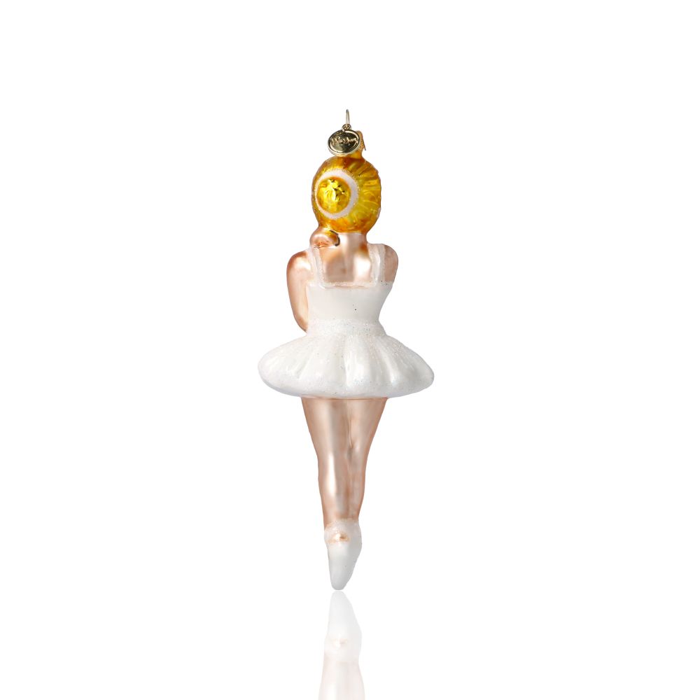 Ballerina - Ballerina in White.Handmade Glass Christmas ornament.