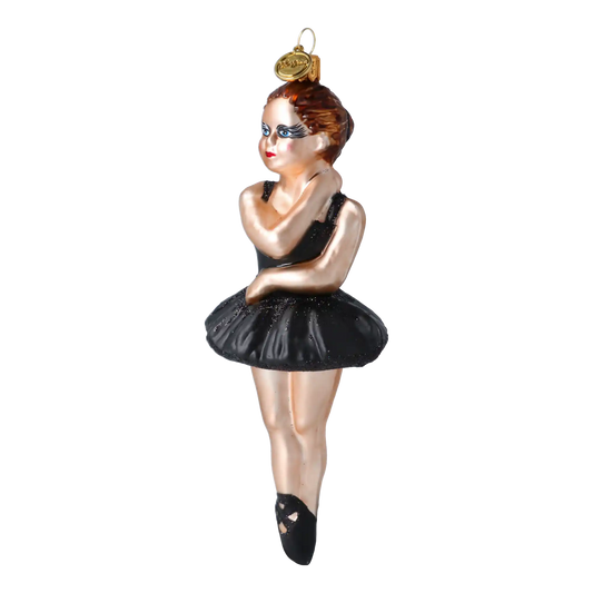 Black Swan ballerina. Handmade Glass Christmas ornament.