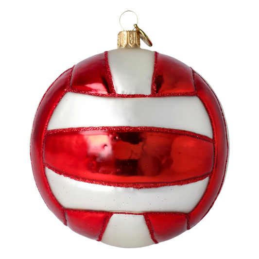 Volleyball. Handmade Glass Christmas ornament.