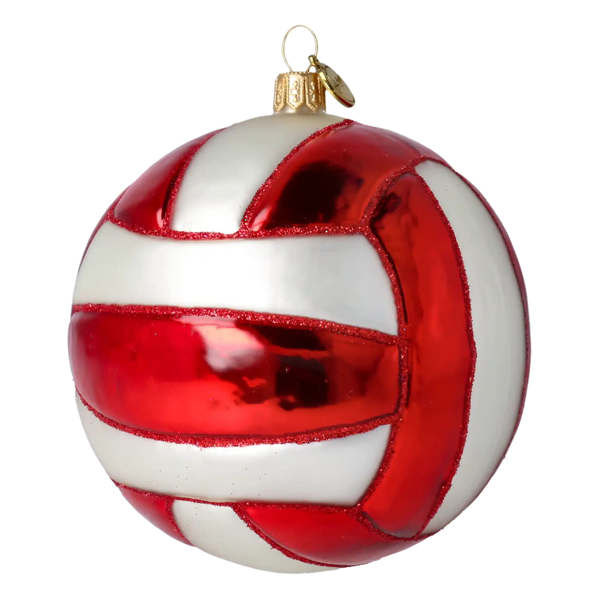 Volleyball. Handmade Glass Christmas ornament.