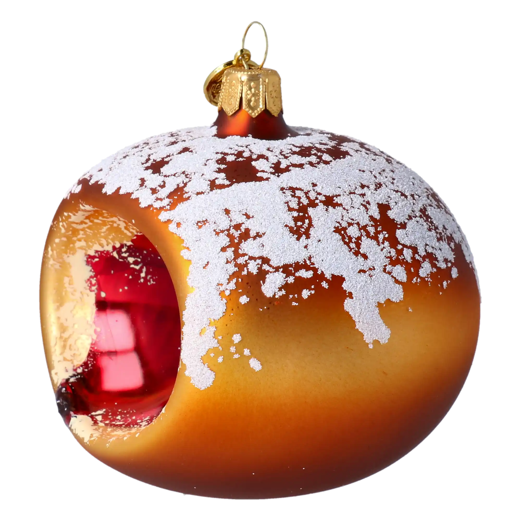 Marmalade Doughnut. Handmade Glass Christmas ornament.