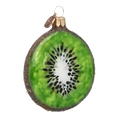 Load image into Gallery viewer, Kiwi slice. Handmade Glass Christmas ornament.
