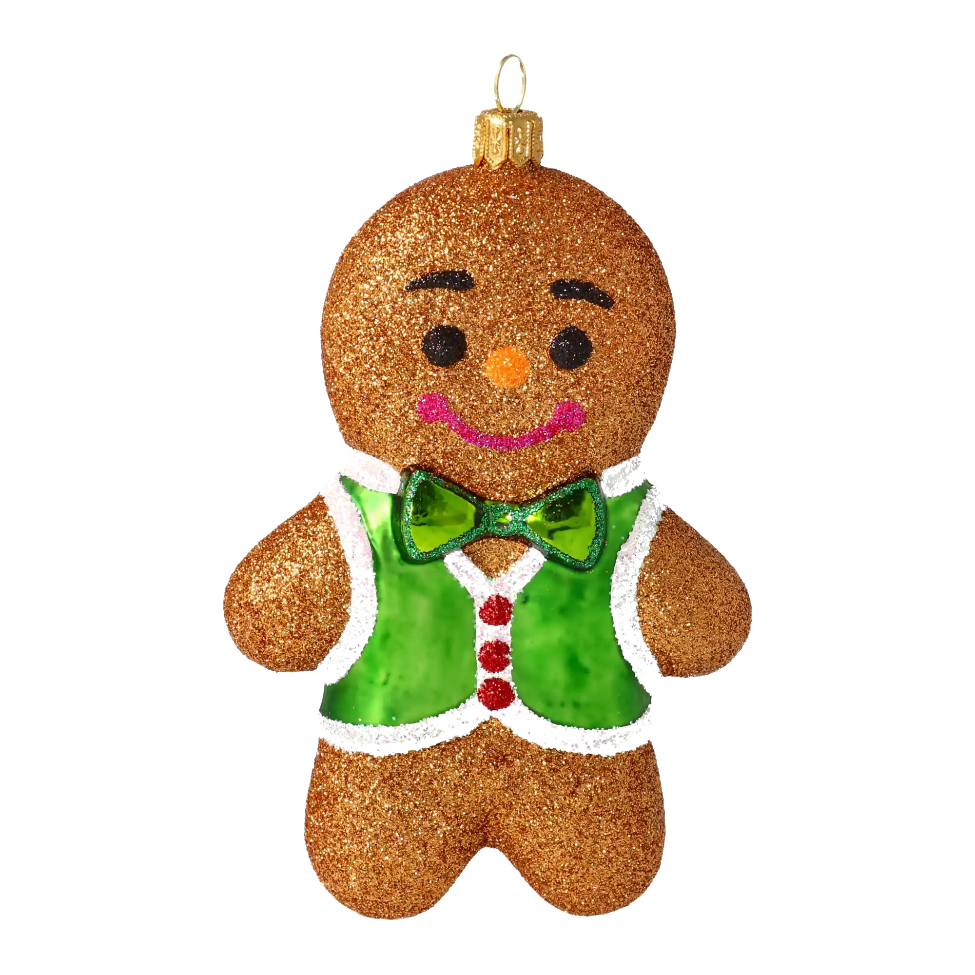 Christmas Gingerbread Boy. Handmade Glass Christmas ornament.