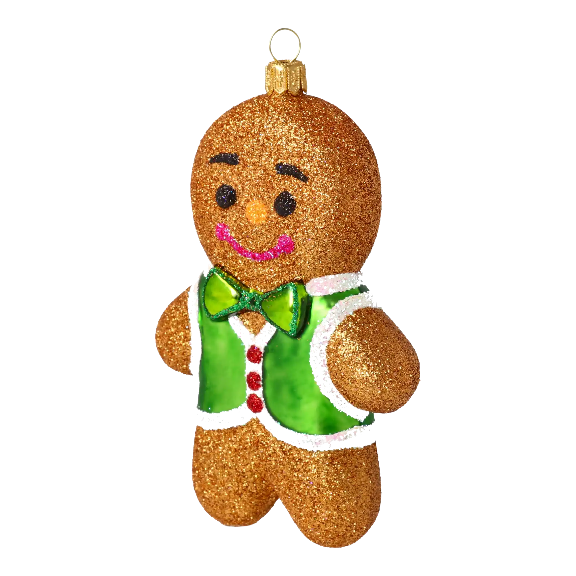 Christmas Gingerbread Boy. Handmade Glass Christmas ornament.