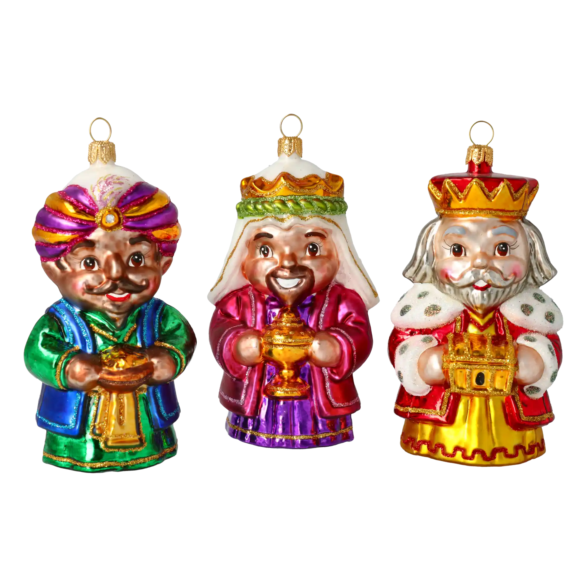 The Three Kings of Christmas Night. Handmade Glass Christmas ornament.