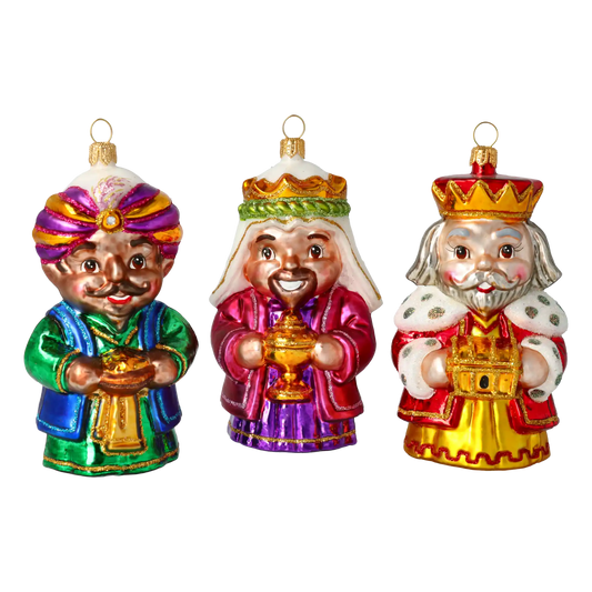 The Three Kings of Christmas Night. Handmade Glass Christmas ornament.