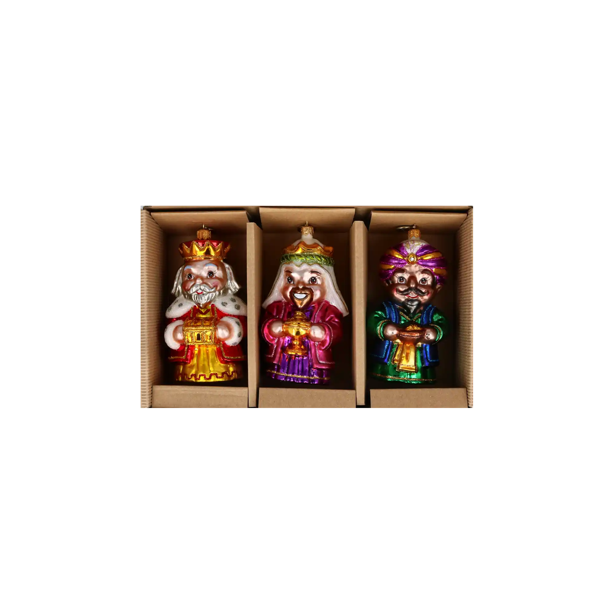 The Three Kings of Christmas Night. Handmade Glass Christmas ornament.