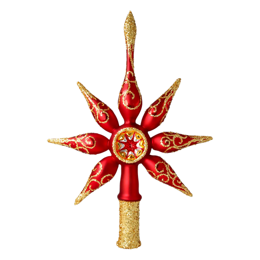 Ruby Star Spike. Handmade Glass Christmas ornament.