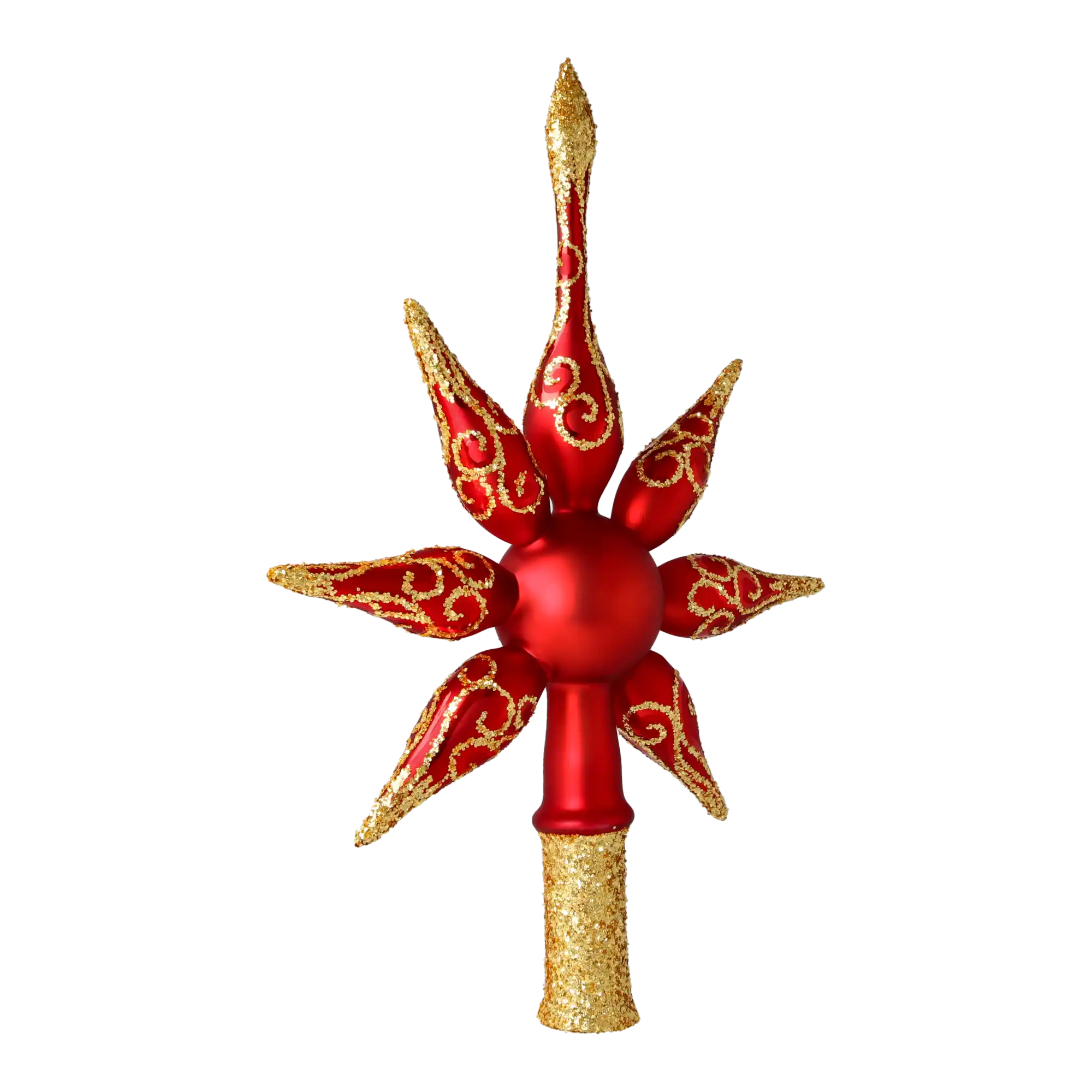 Ruby Star Spike. Handmade Glass Christmas ornament.