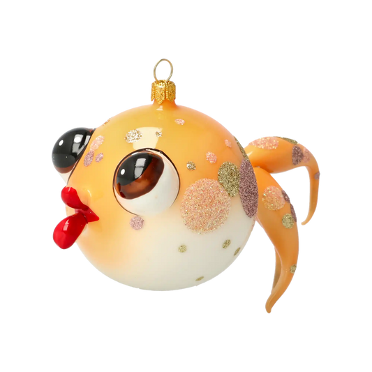 Gold Fish. Handmade Glass Christmas ornament.