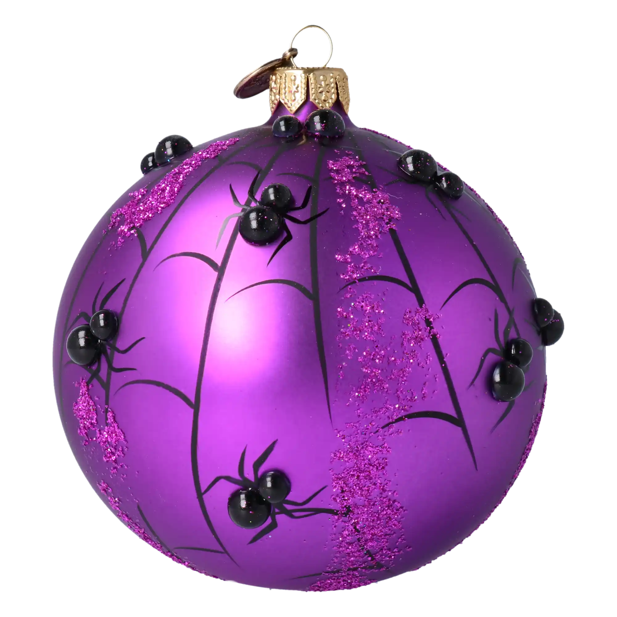 Bomb Purple Spider Web. Handmade Glass Christmas ornament.