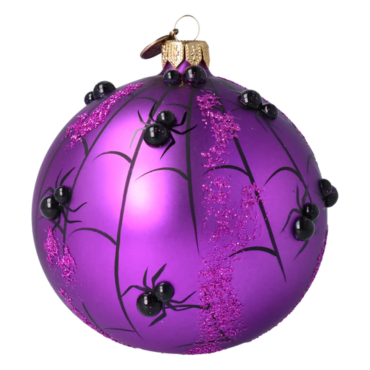 Bomb Purple Spider Web. Handmade Glass Christmas ornament.