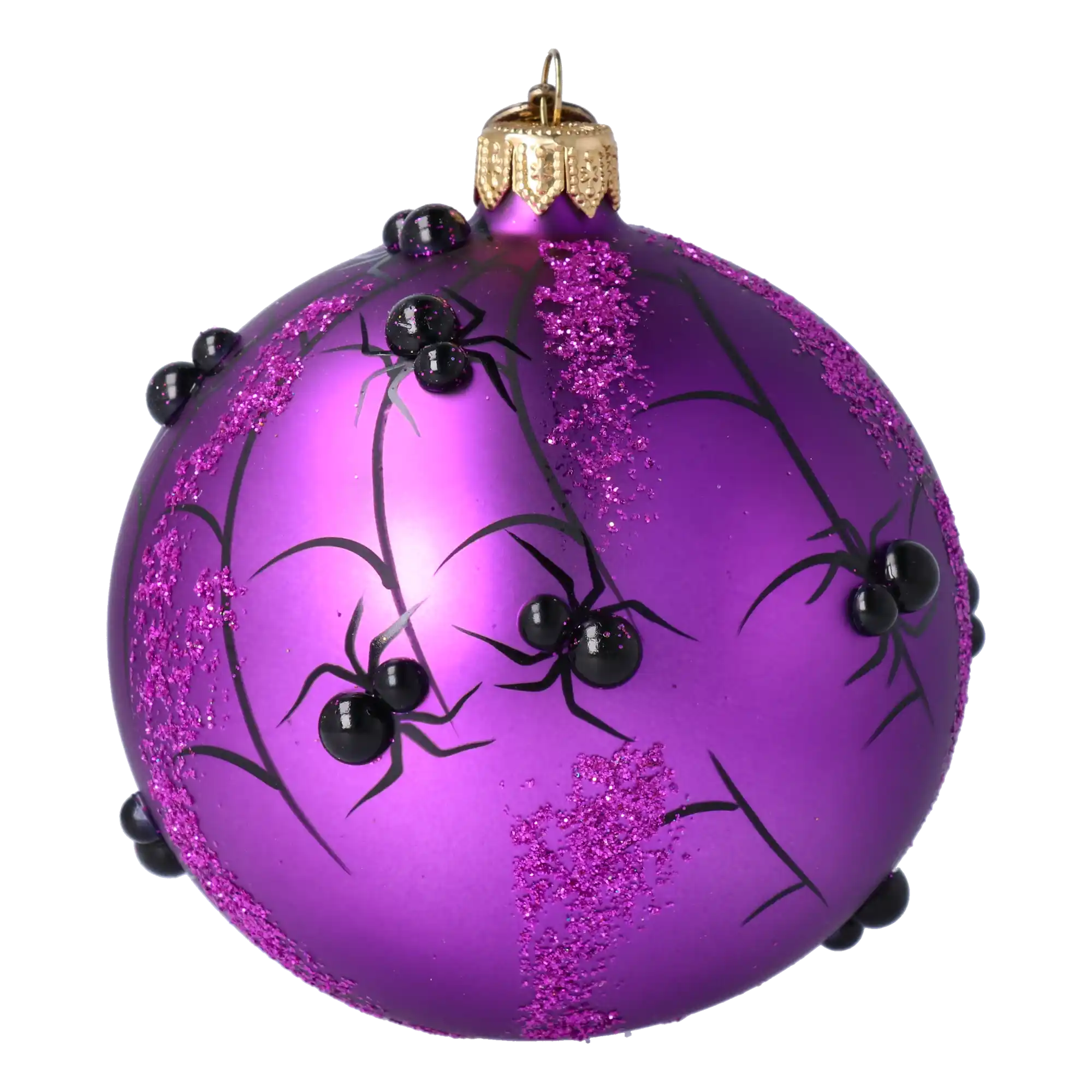 Bomb Purple Spider Web. Handmade Glass Christmas ornament.