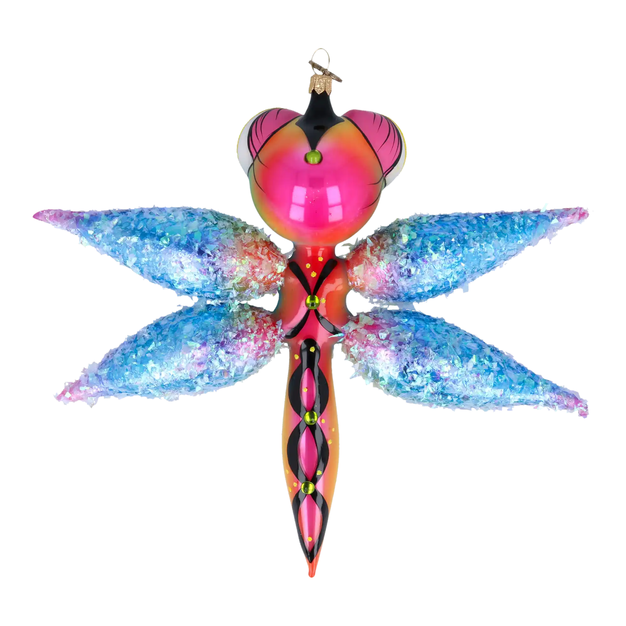 Dragonfly Ray Hunter. Handmade Glass Christmas ornament.