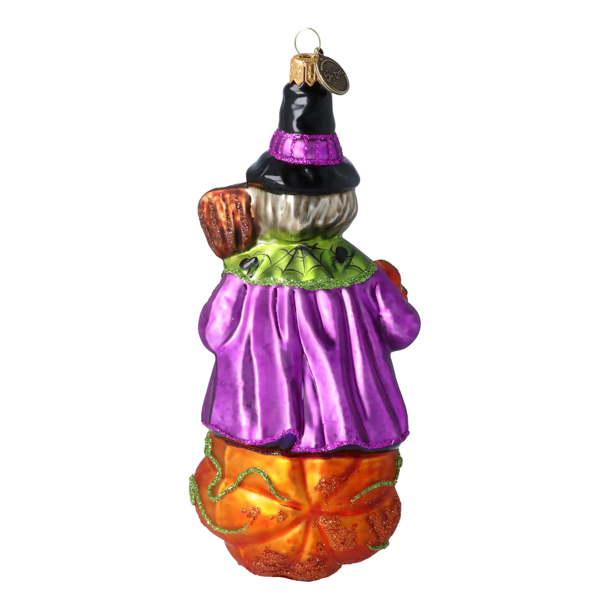 Pumpkin Witch - Charms and Spells. Handmade Glass Christmas ornament.