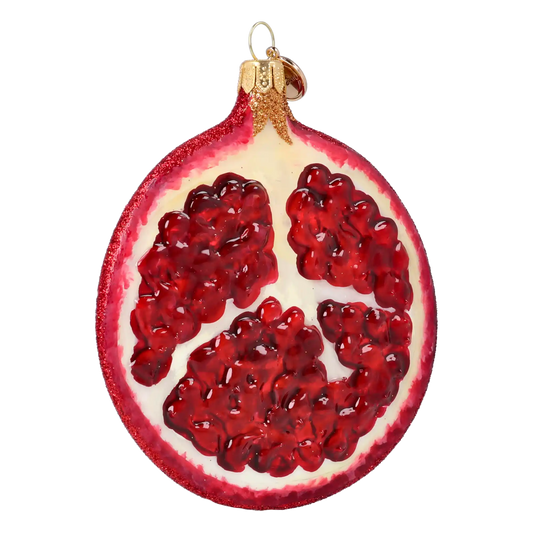 Pomegranate Slice. Handmade Glass Christmas ornament.