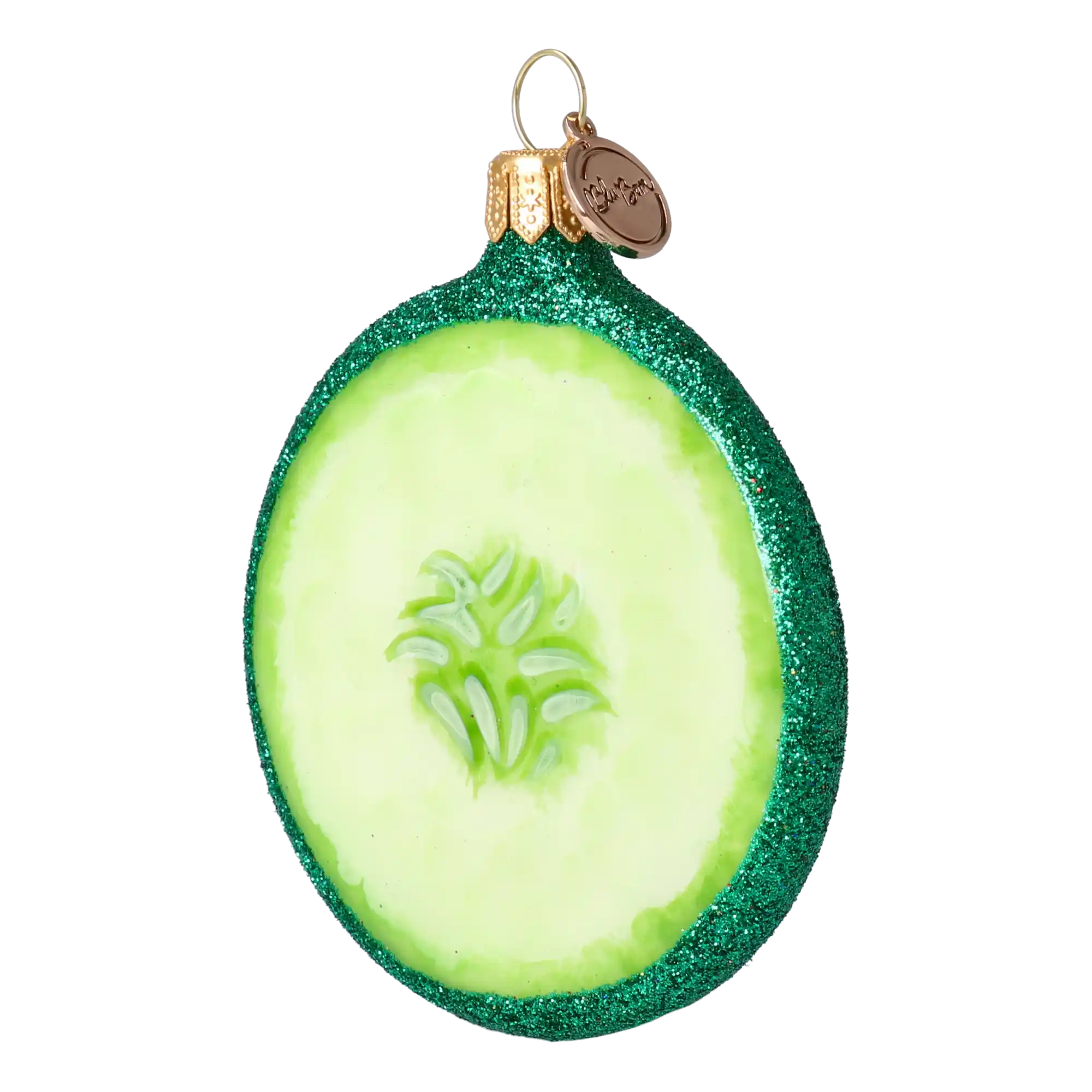 Cucumber Slice. Handmade Glass Christmas ornament.