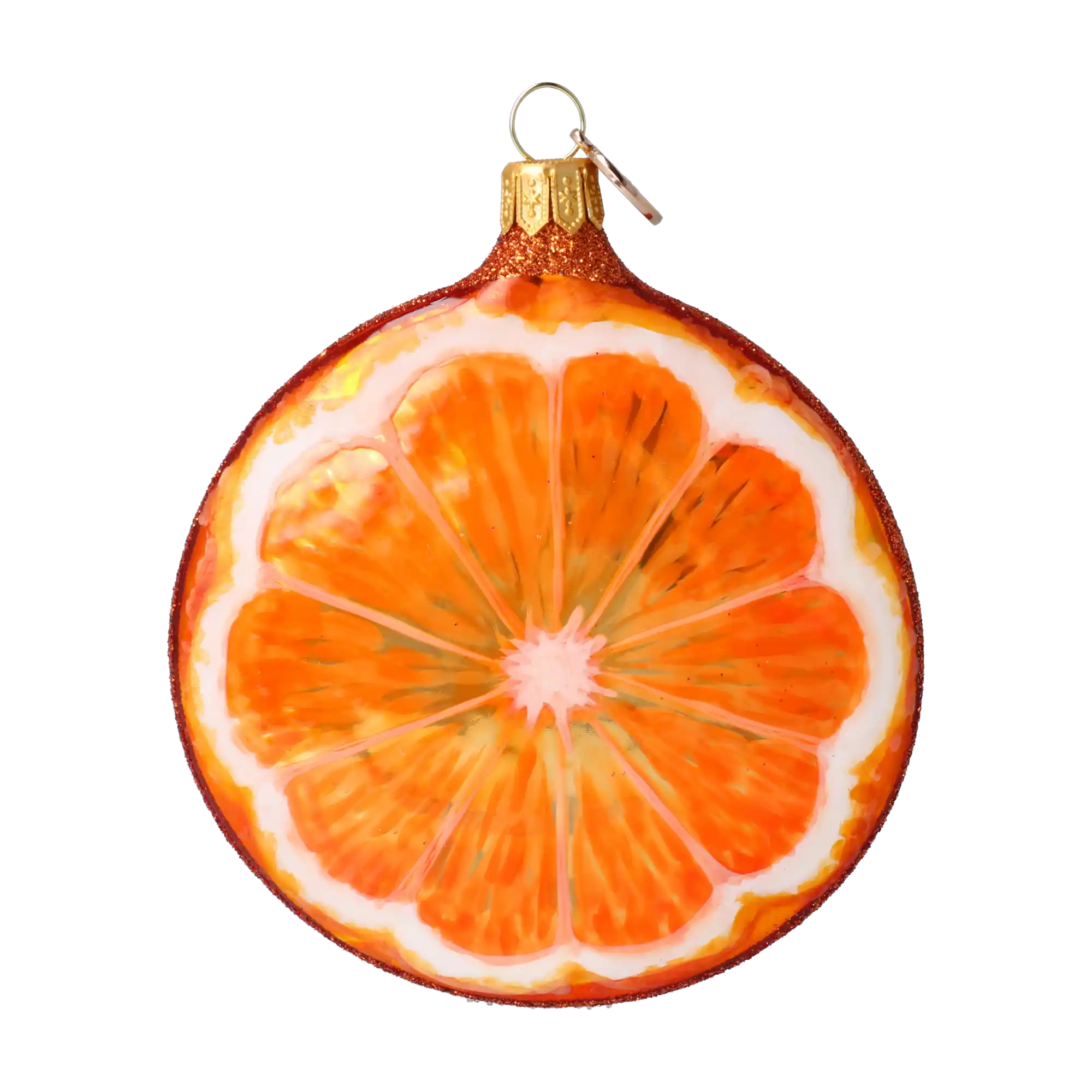 Orange slice. Handmade Glass Christmas ornament.