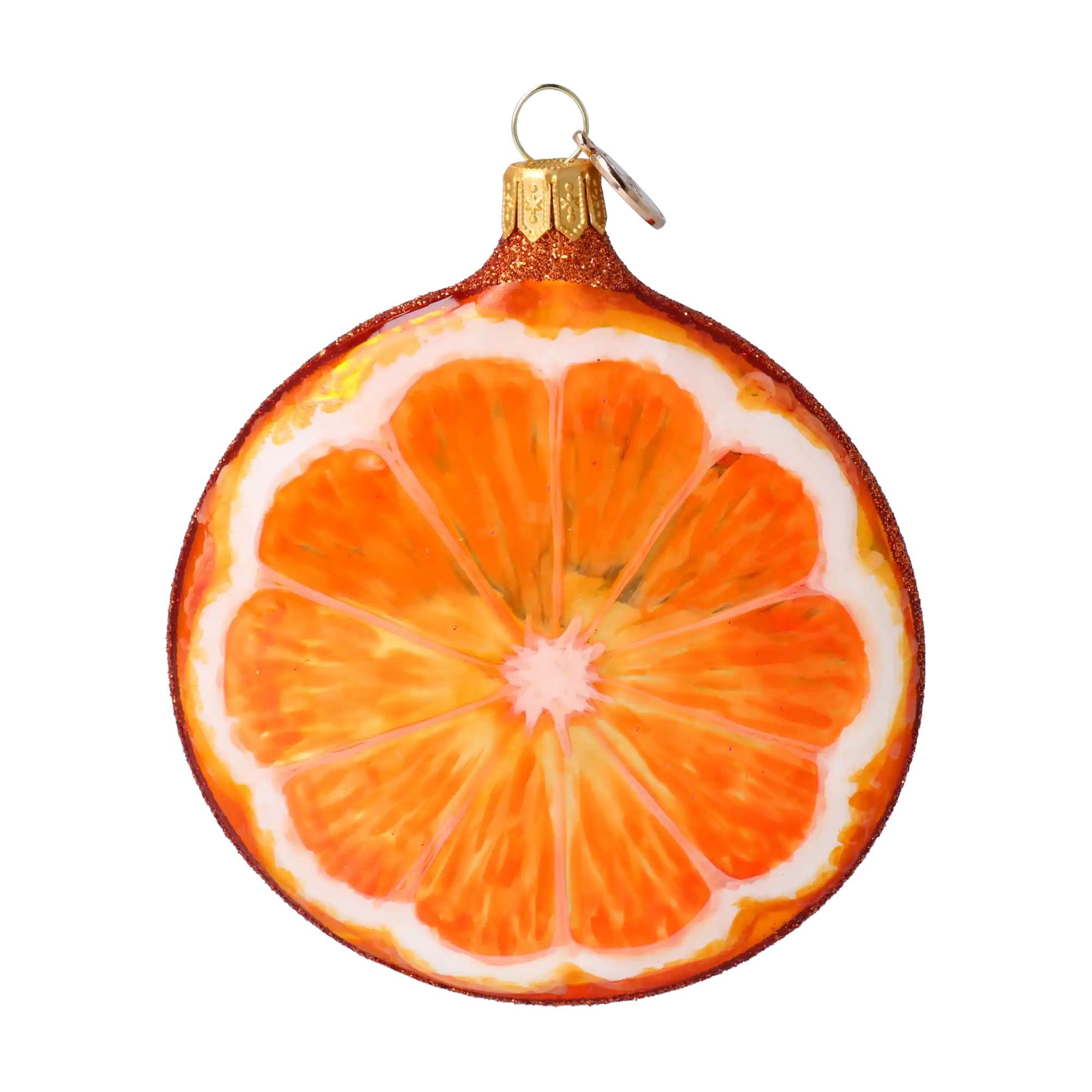 Orange slice. Handmade Glass Christmas ornament.