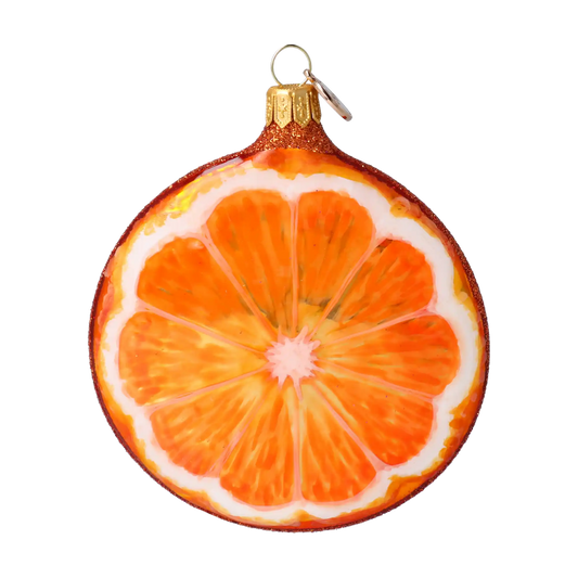 Orange slice. Handmade Glass Christmas ornament.