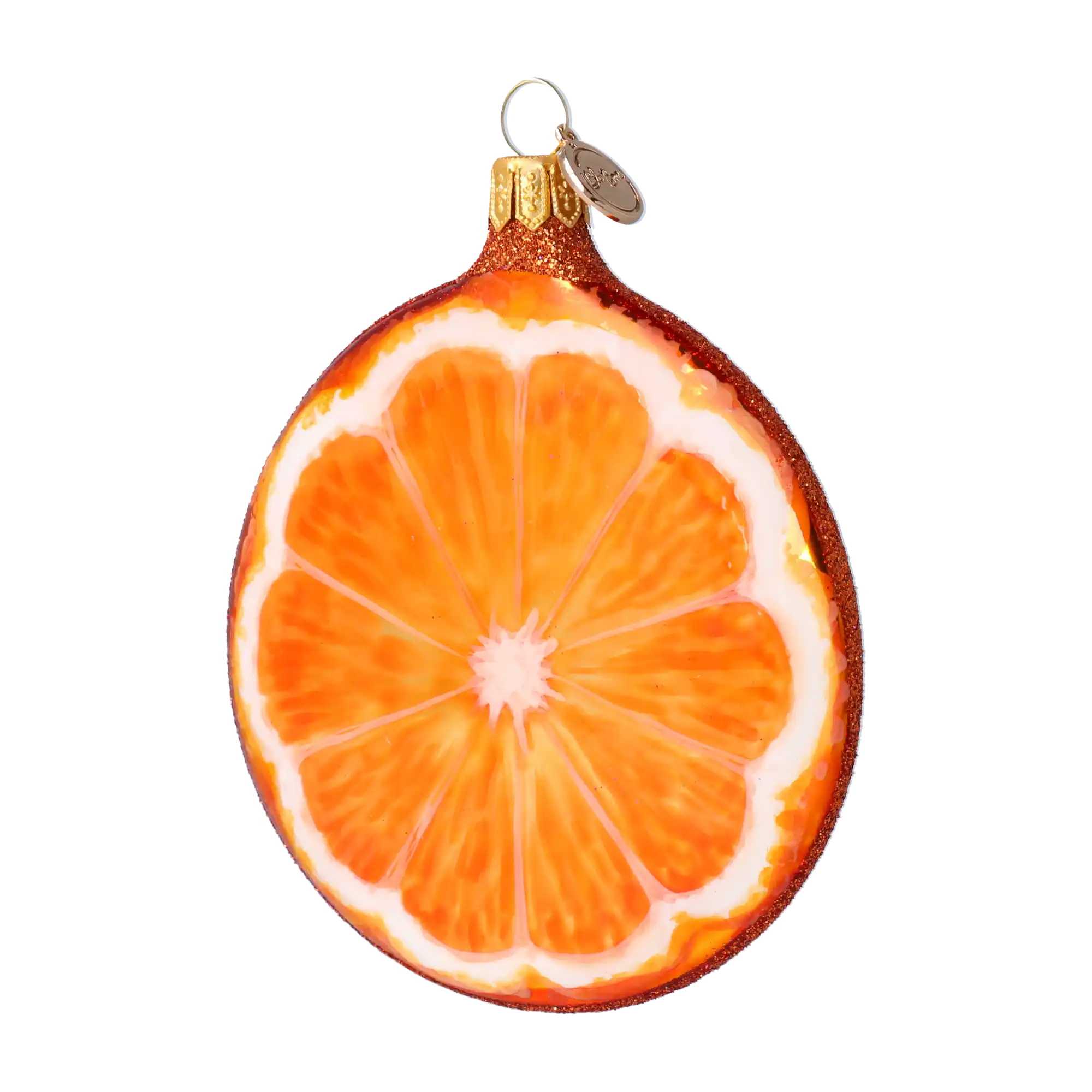 Orange slice. Handmade Glass Christmas ornament.