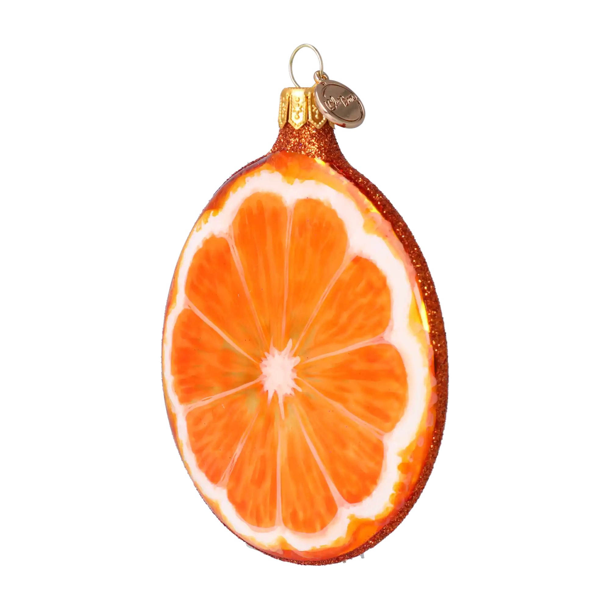 Orange slice. Handmade Glass Christmas ornament.