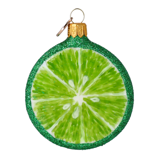 Lime slice. Handmade Glass Christmas ornament.