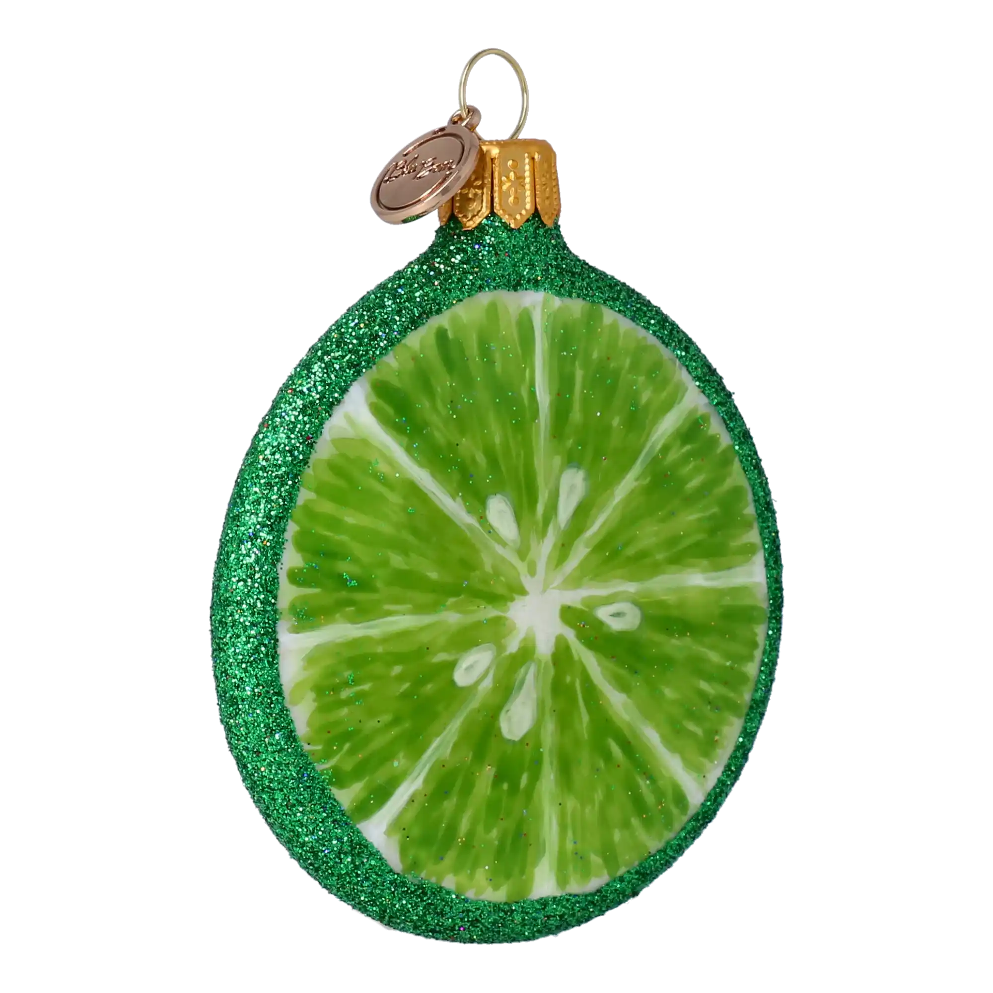 Lime slice. Handmade Glass Christmas ornament.