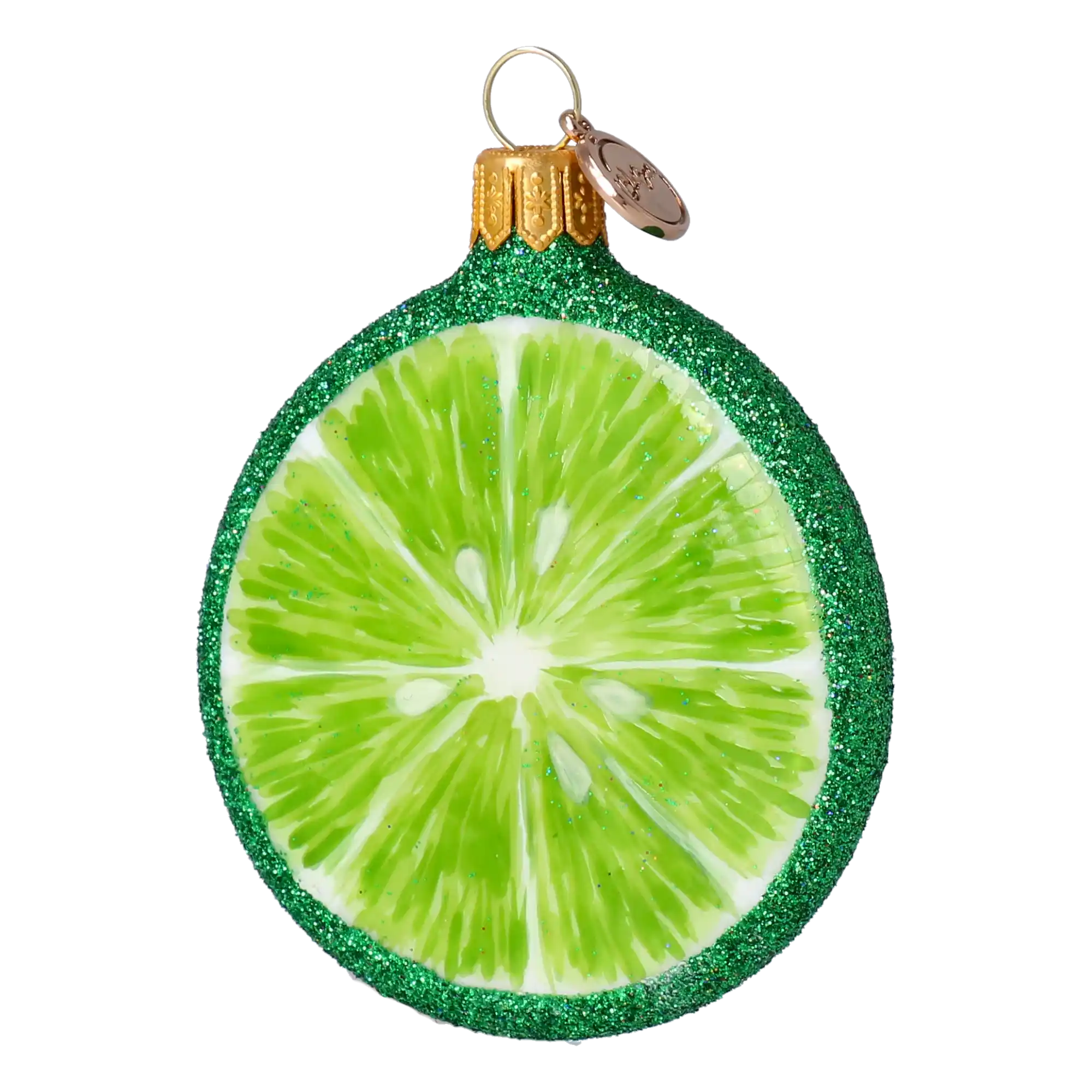 Lime slice. Handmade Glass Christmas ornament.