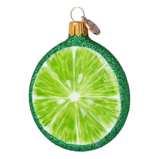 Lime slice. Handmade Glass Christmas ornament.