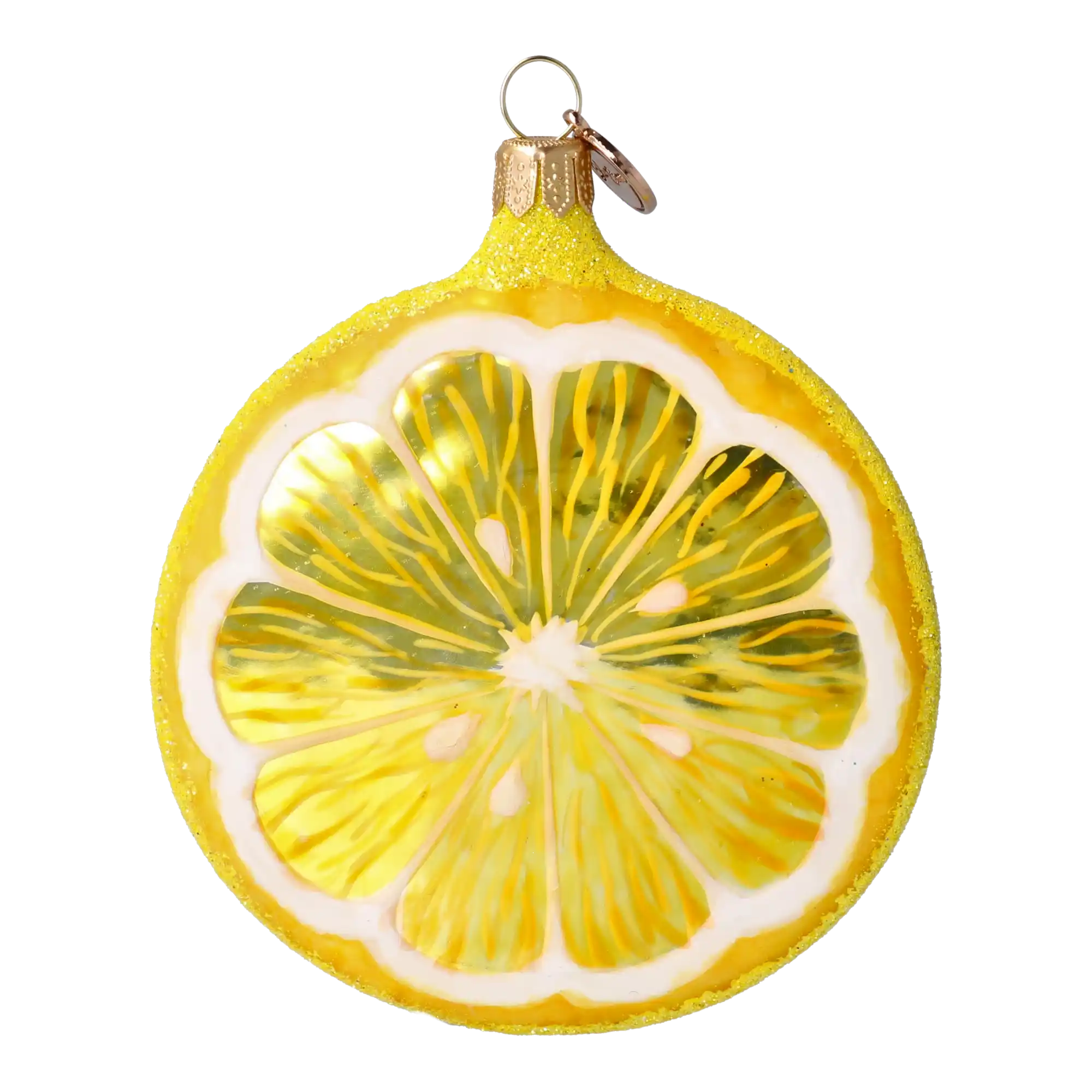 Lemon Slice. Handmade Glass Christmas ornament.