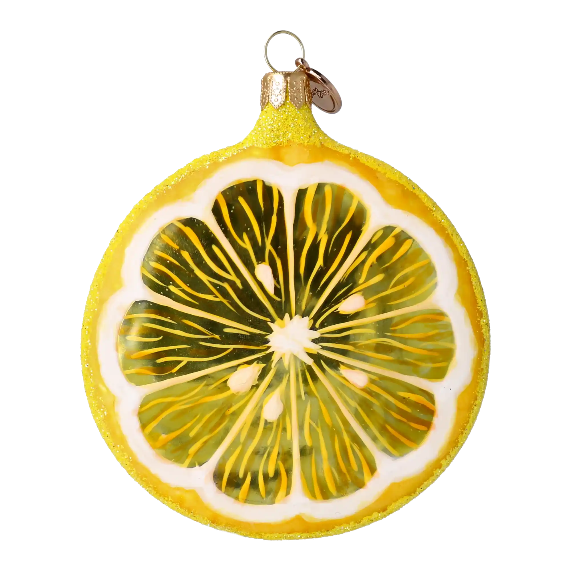 Lemon Slice. Handmade Glass Christmas ornament.