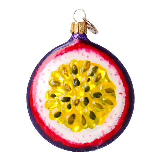 Tropical Maracuja. Handmade Glass Christmas ornament.