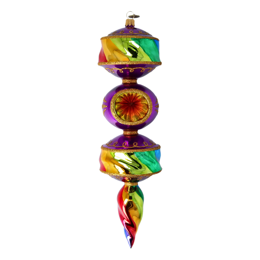 Majestic Rainbow Drop. Handmade Glass Christmas ornament.