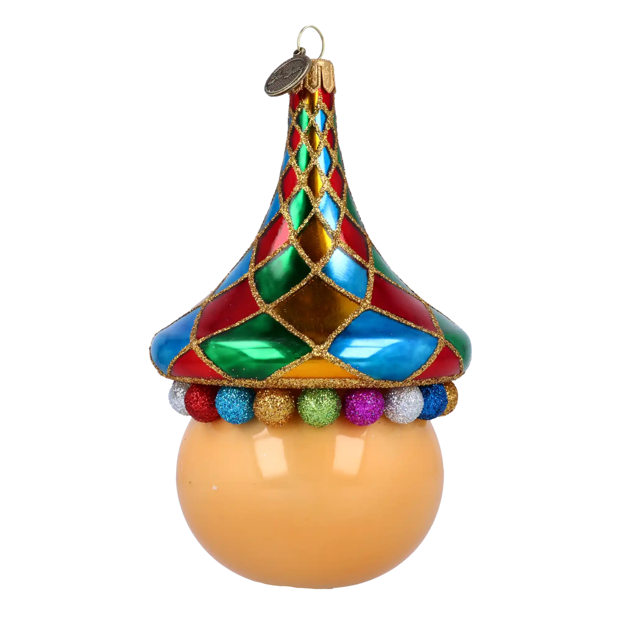 Merry Clown in a Circus Hat. Handmade Glass Christmas ornament.