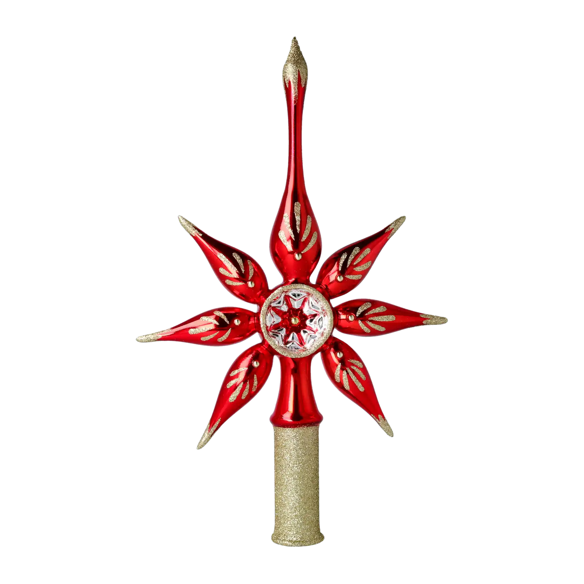 Red star. Handmade Glass Christmas ornament.