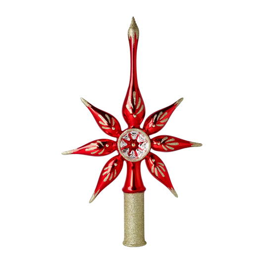 Red star. Handmade Glass Christmas ornament.